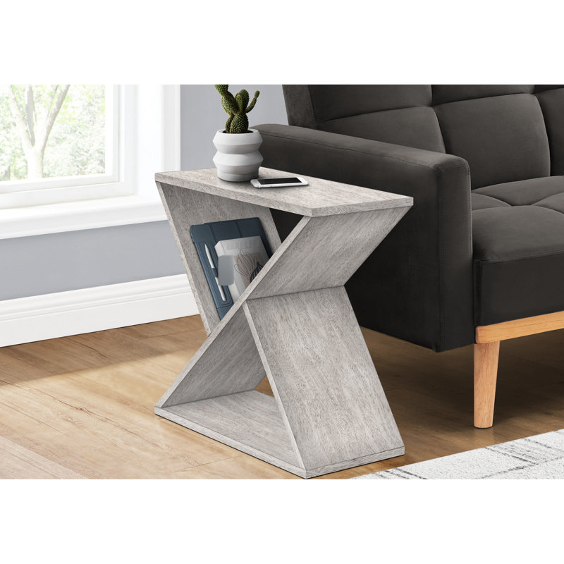 Table d'appoint de salon en placage gris, style peu encombrant avec touche moderne