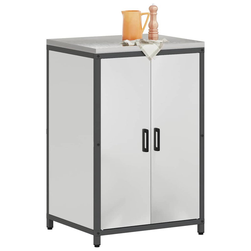  Kitchen Storage Cabinet With Shelf Silver Galvanised Steel