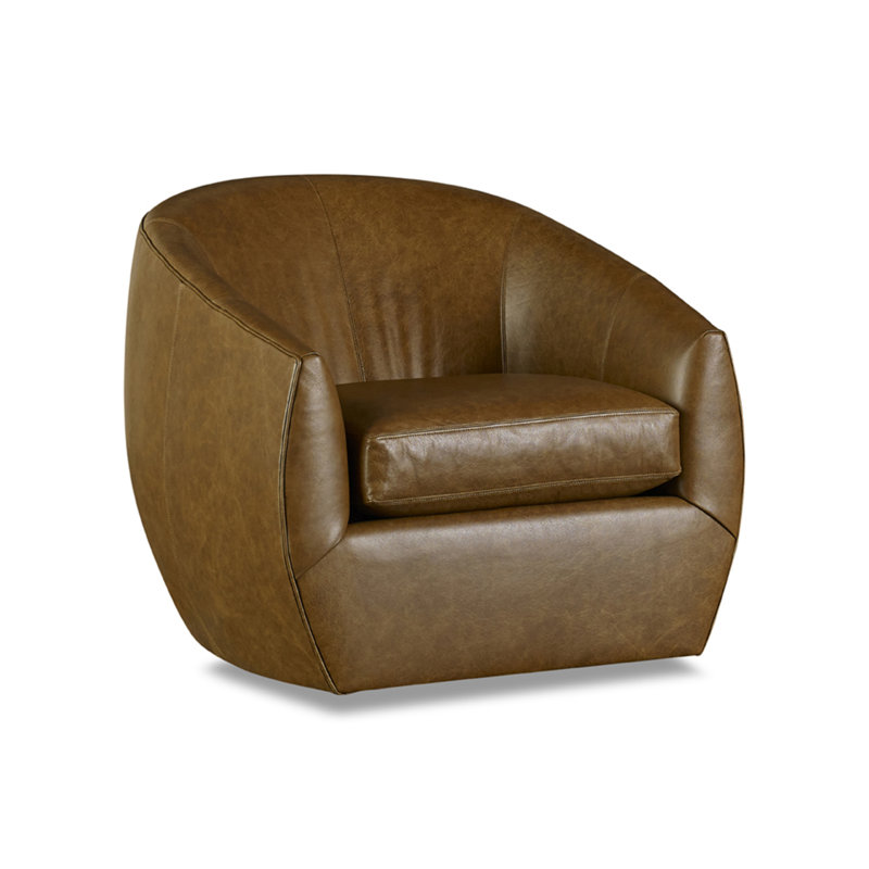 Leather Swivel Barrel Chair