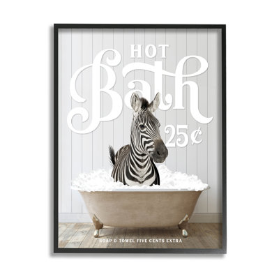«Trinx Vintage Bathroom Zebra», art de la giclée encadrée par lettré et doublé
