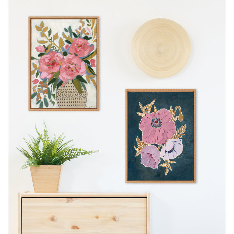 «Three Purple Poppies» par Mackenzie Nelson, reproduction d'art sur toile encadrée