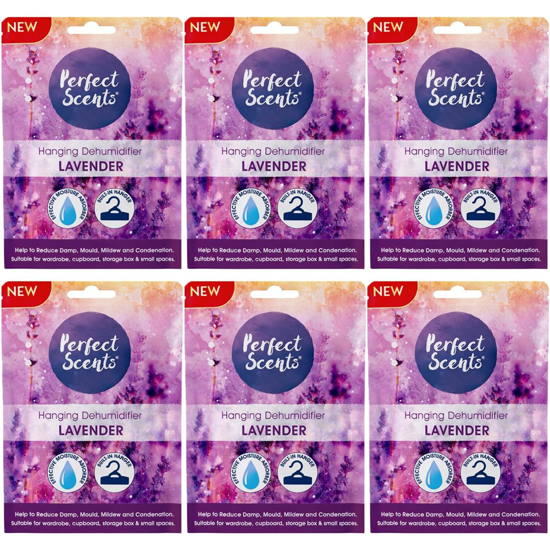 Hanging Moisture Absorber Dehumidifier Fresh Linen Lavender Wardrobe Damp Mould Condensation Remover Closet Storage (Pack Of 6)