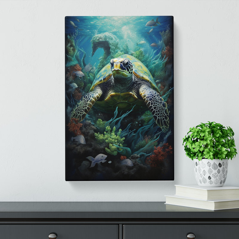 Sea Turtle Gothic - Wrapped Canvas Print, 50cm H x 35cm W x 3cm D