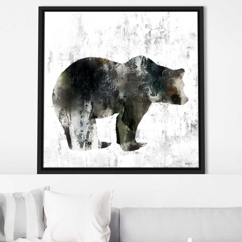 " Bear ", 21.5" H x 21.5" W x 2" D, Black Floater Frame