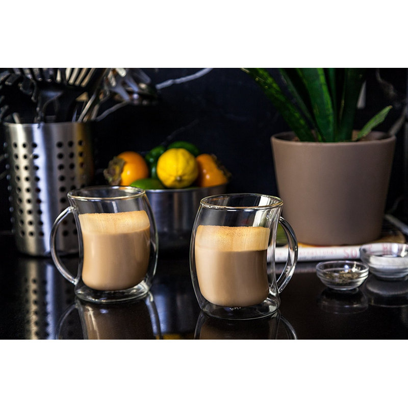 JoyJolt Caleo Double Wall Latte Glasses, 13.5oz.