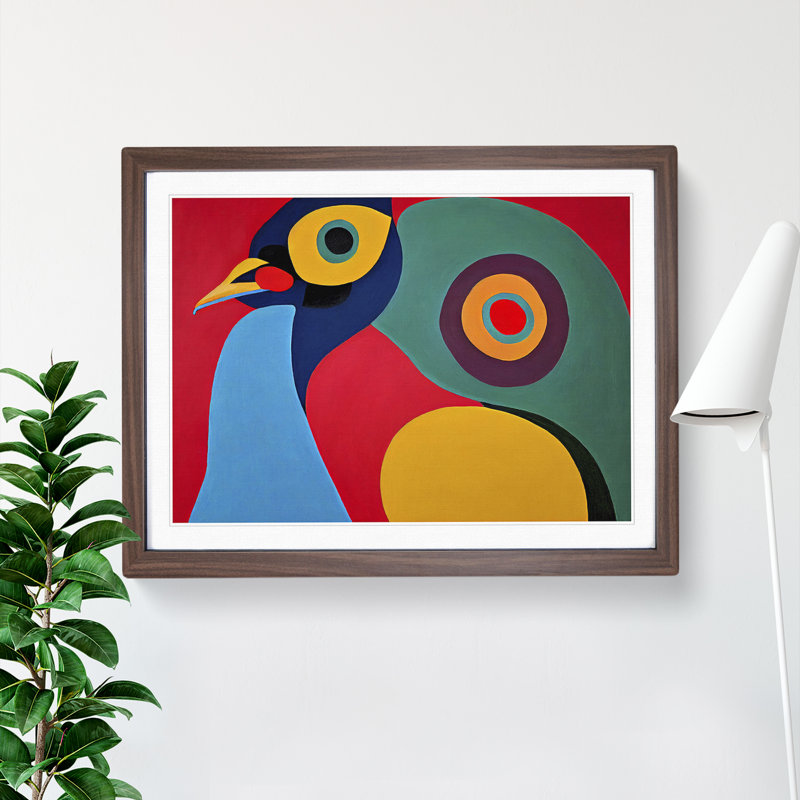 Abstract Peacock - Framed Print, 25cm H x 34cm W x 2cm D, Walnut