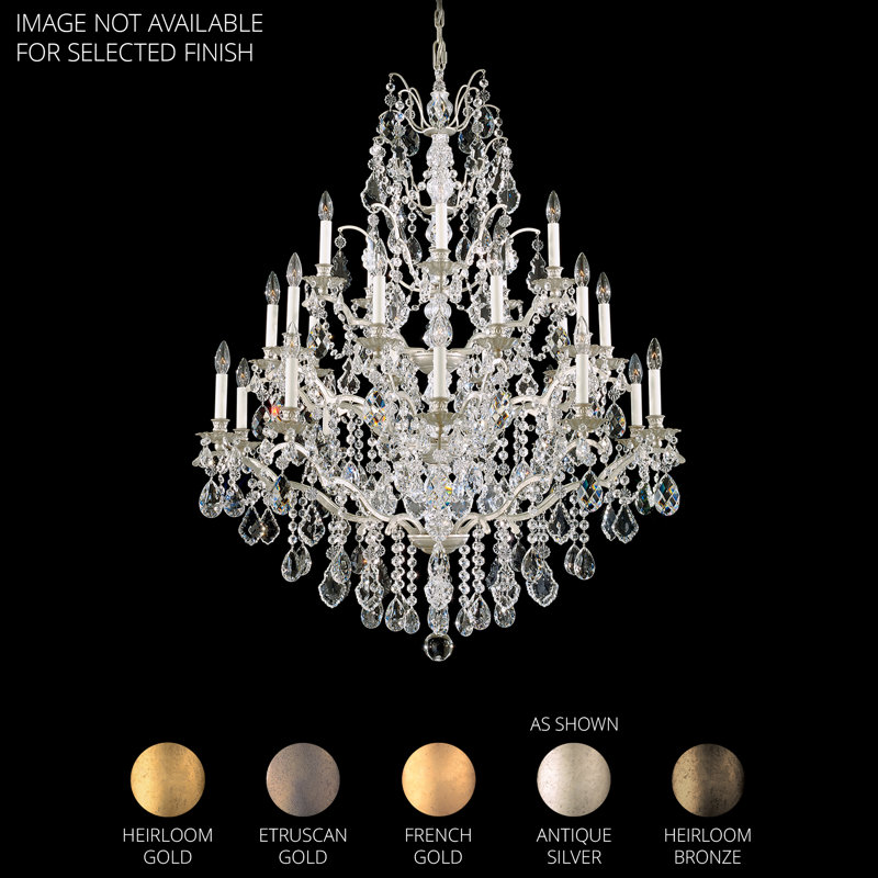 Bordeaux 25 Light 40in x 48in Three-Tier Chandelier in Heirloom Gold with Clear Heritage Handcut Crystals, French Gold