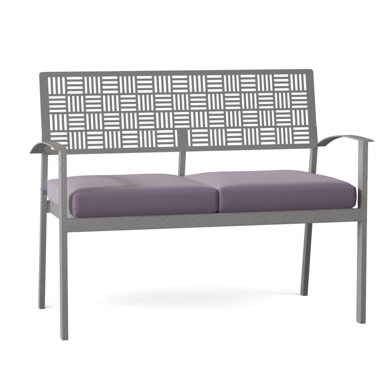 New Century Outdoor Bench, Pewter, Canvas Bird's Eye Sunbrella® Canvas