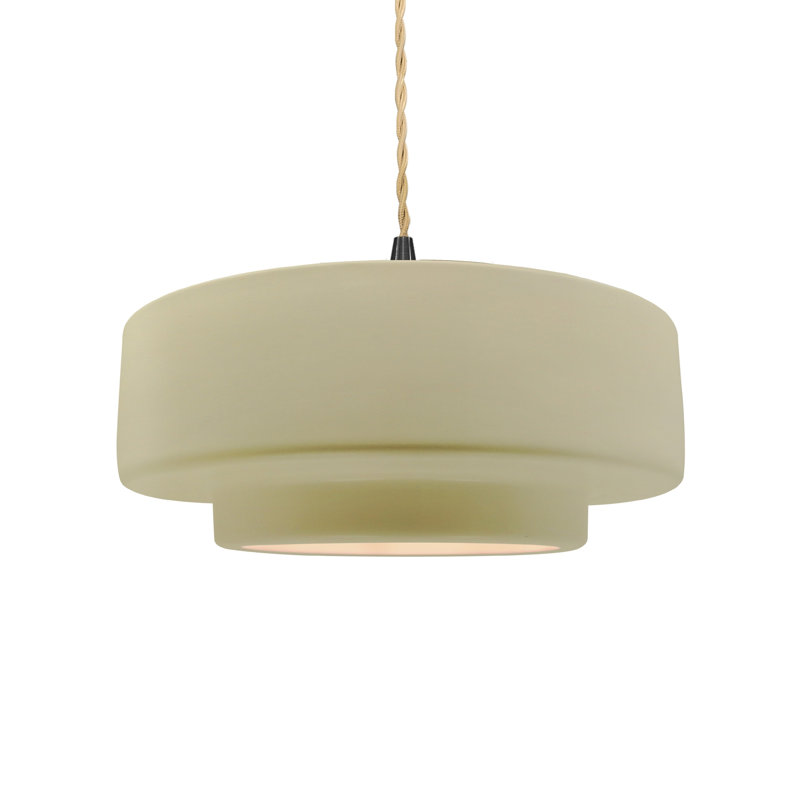 Luminaire suspendu à 1 lumière Meydan, H 5,25 po x l 14,5 po x P 14,5 po, Vanille lustrée, Noir mat