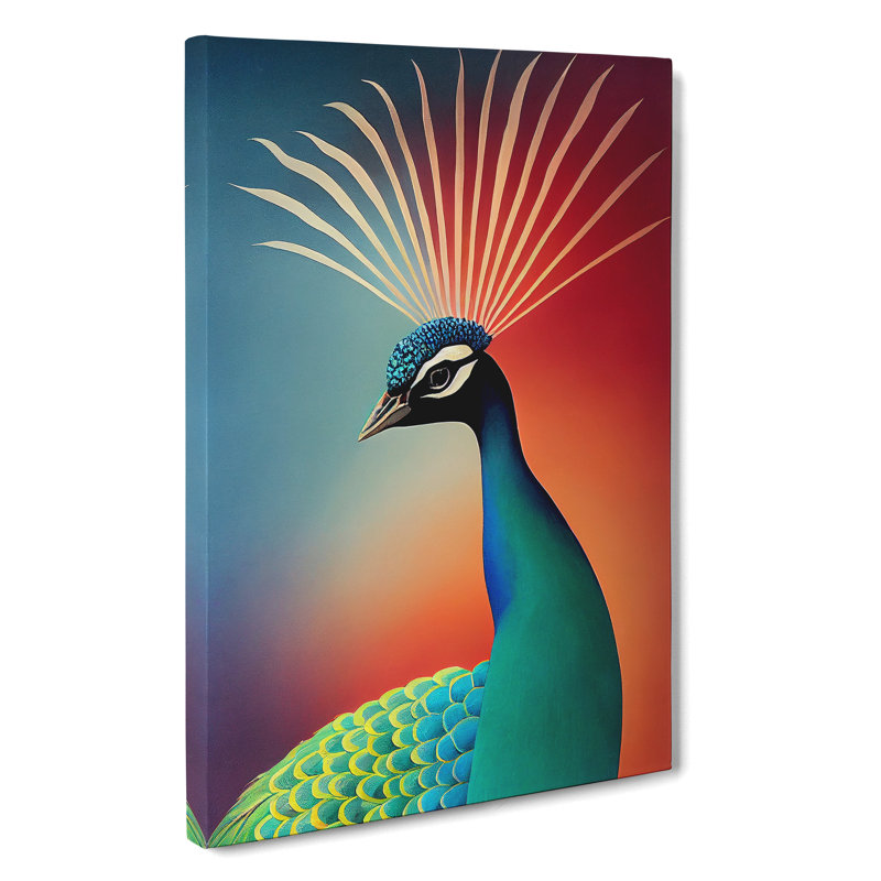 Bold Peacock Art No.3 - Wrapped Canvas, 50cm H x 35cm W x 3cm D