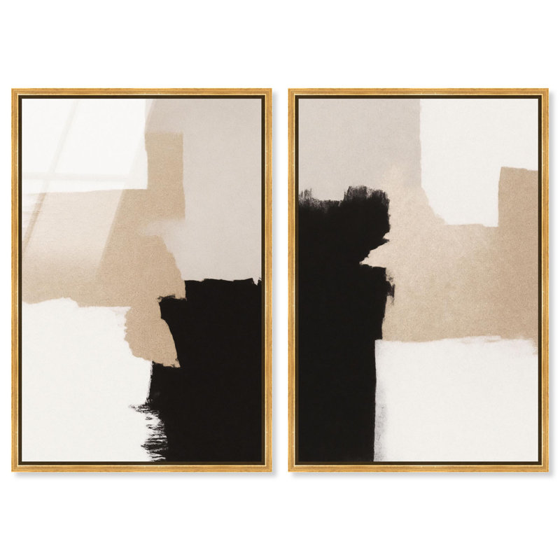 «Neutral Luxe Harmony», ensemble d'art mural en verre acrylique ultrabrillant encadré par Art Remedy, cadre argenté, 36 x 54