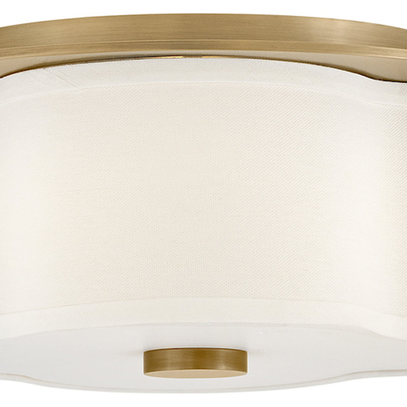 Delaney 2-Light Flush Mount Ceiling Light with Linen Shade, Gold