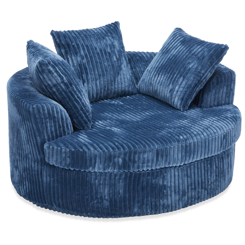 59" Upholstered Compression Chaise Lounge Chair With Armrests & Throw Pillows, No Assembly Required, Blue