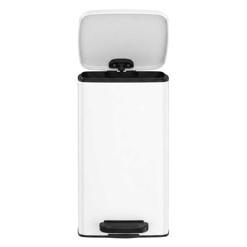 19.5x24x25.5cm Steel Kitchen Trash Can, White