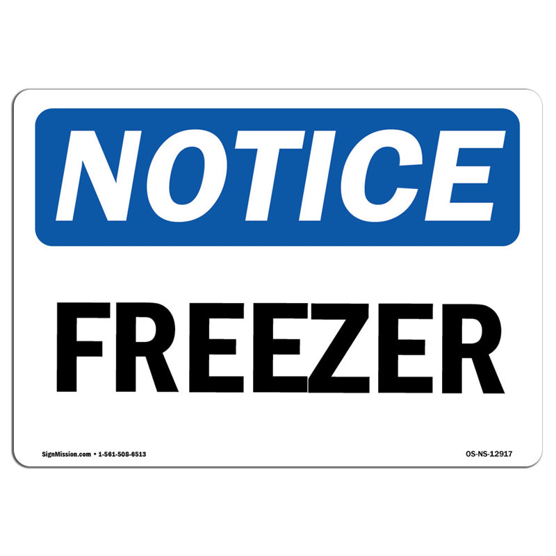 Freezer Aluminum Sign 12 x 18