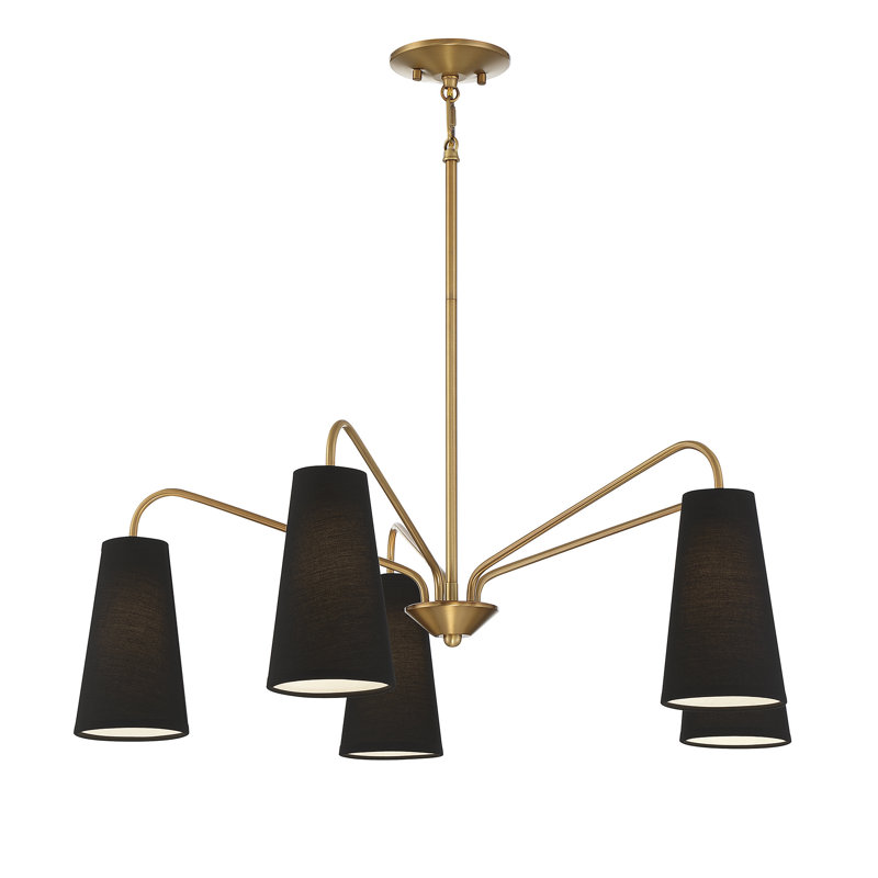 Cher 5-Light Chandelier, Laiton, Noir