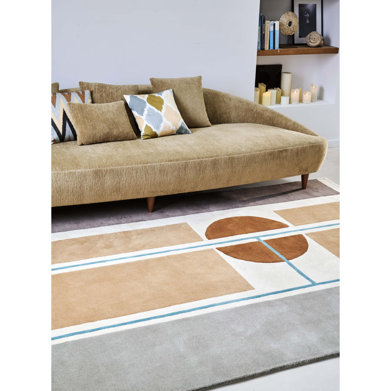 Colagem Hand Tufted Wool Geometric Area Rug in Beige/Gray/Brown, Rectangle 8'2" x 11'6"