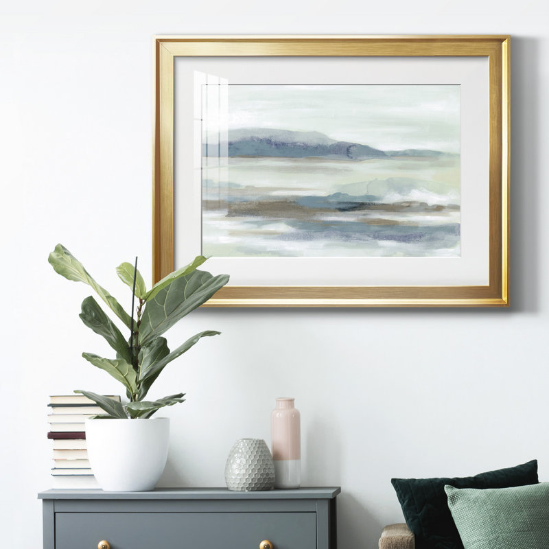 «Soft Shores II», reproduction encadrée de qualité supérieure - prête à être accrochée, Doré, H 26,5 po x l 36,5 po x P 1 po