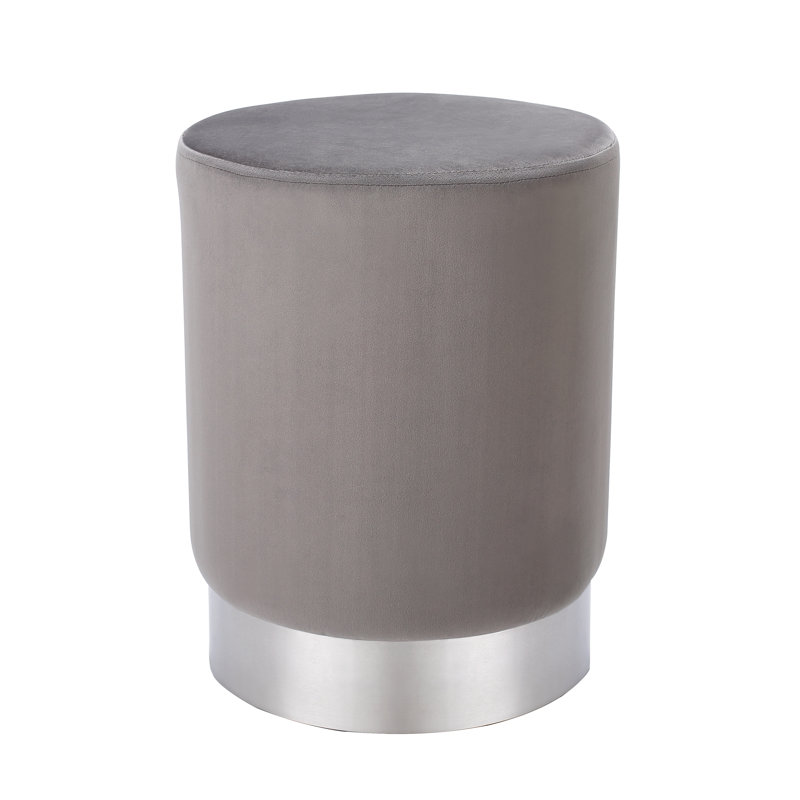 Tabouret de pieds rond en velours 13,75 po BirdRock Home, gris, Gray