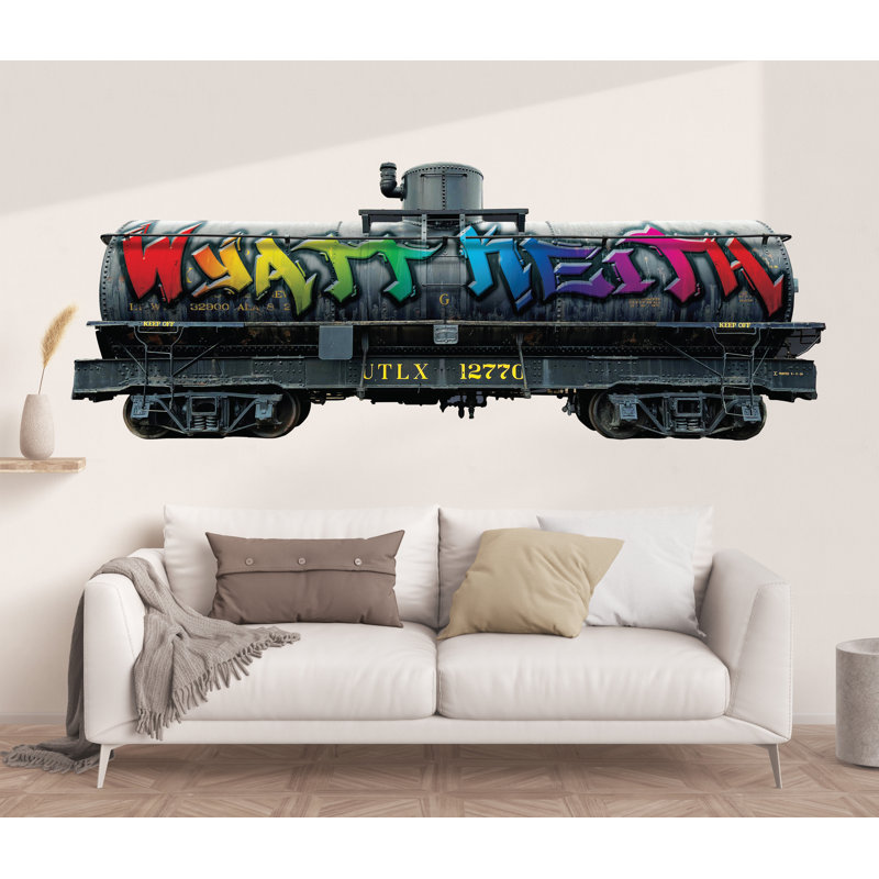 Décalcomanie murale personnalisée nom de voiture de chemin de fer - art mural Graffiti personnalisé - décor de salle de train