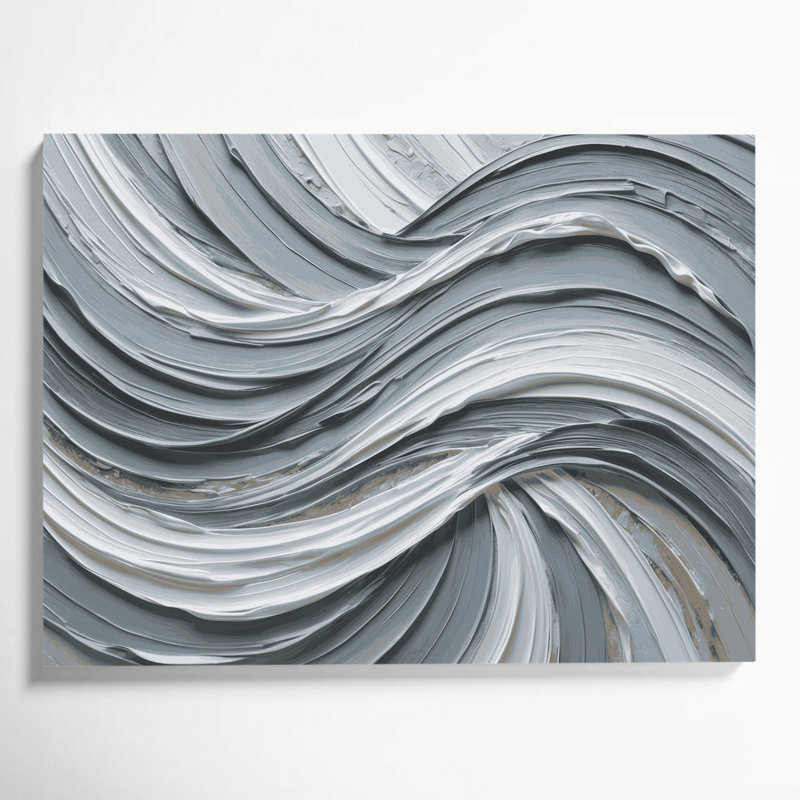 Art mural sur toile horizontal gris rayé gris tourterelle