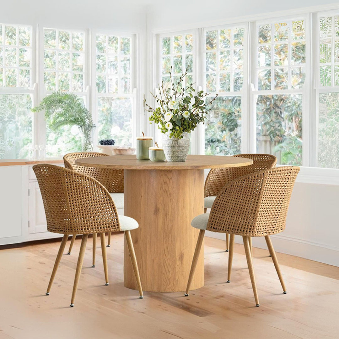 Bertwalda 4 - Person Dining Table Sets With 41.5'' Round Table & 4 Upholstered Chairs Bay Isle Home™