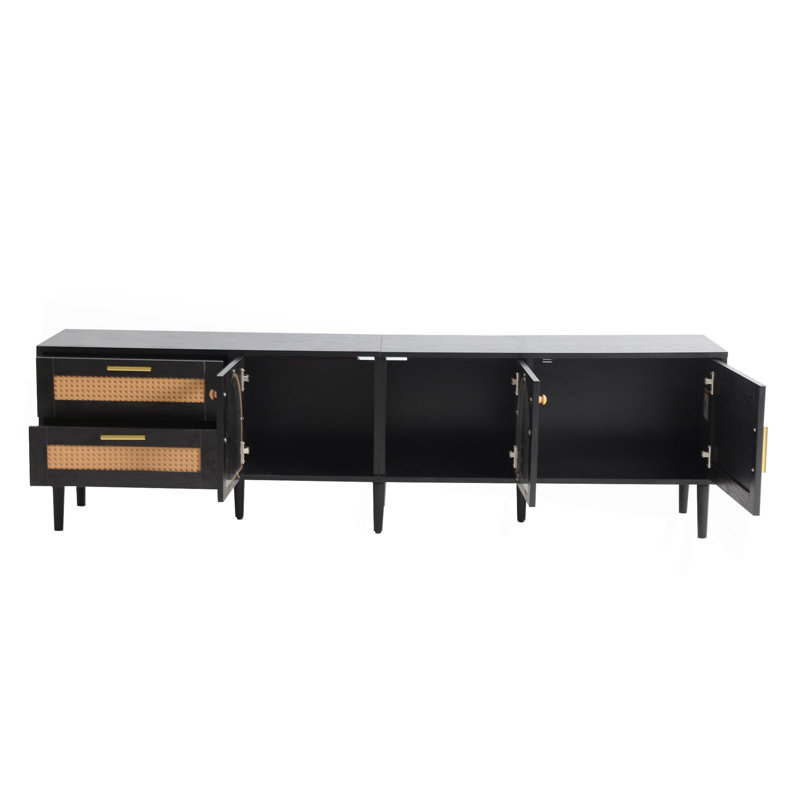 Meuble télé 80 po avec design - table de construction solide pour un grand espace média, Noir