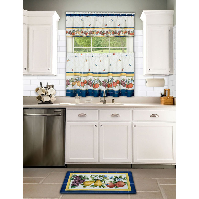 Tejeda Floral Tailored Kitchen Curtain, 58" W x 36" L