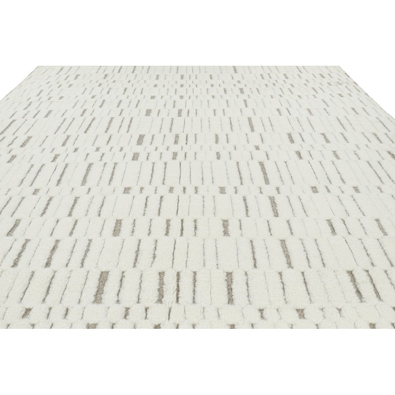 Hand Knotted Wool Geometric Area Rug, Rectangle 6' x 9'