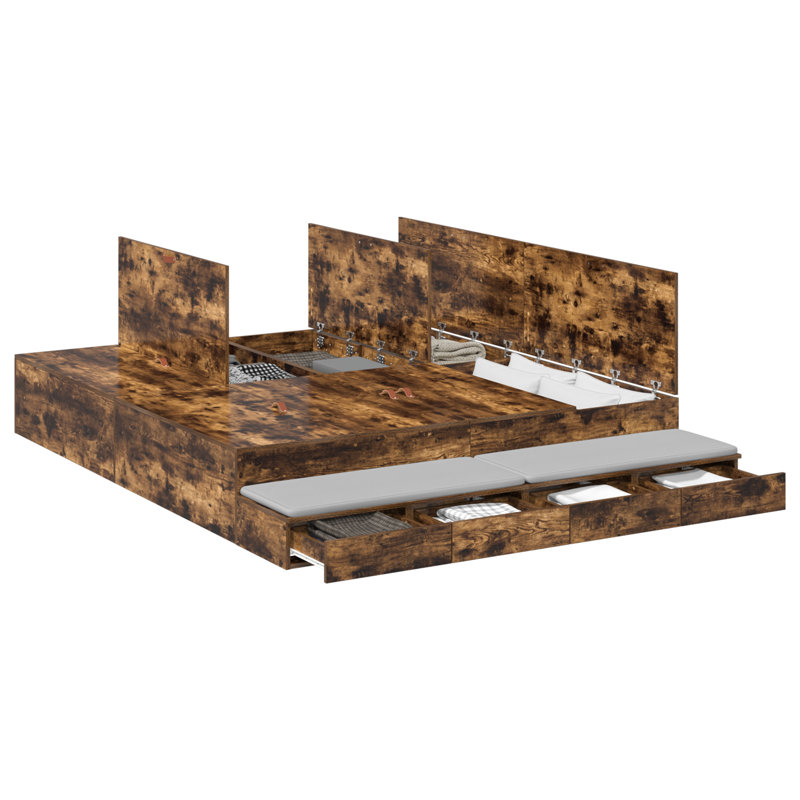 Bed Frame, Smoked Oak