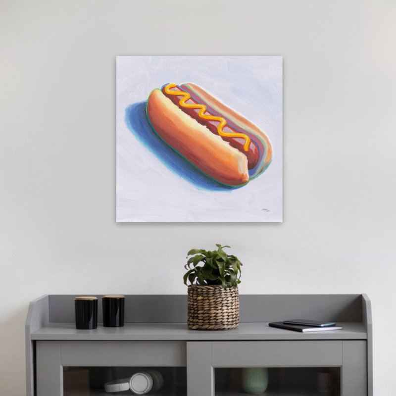 Hot Dog, art contemporain, H 18 po x l 18 po