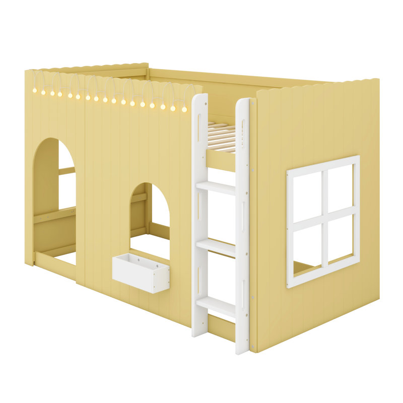 Lit mezzanine haut avec lumières DEL confortables, Primrose Yellow