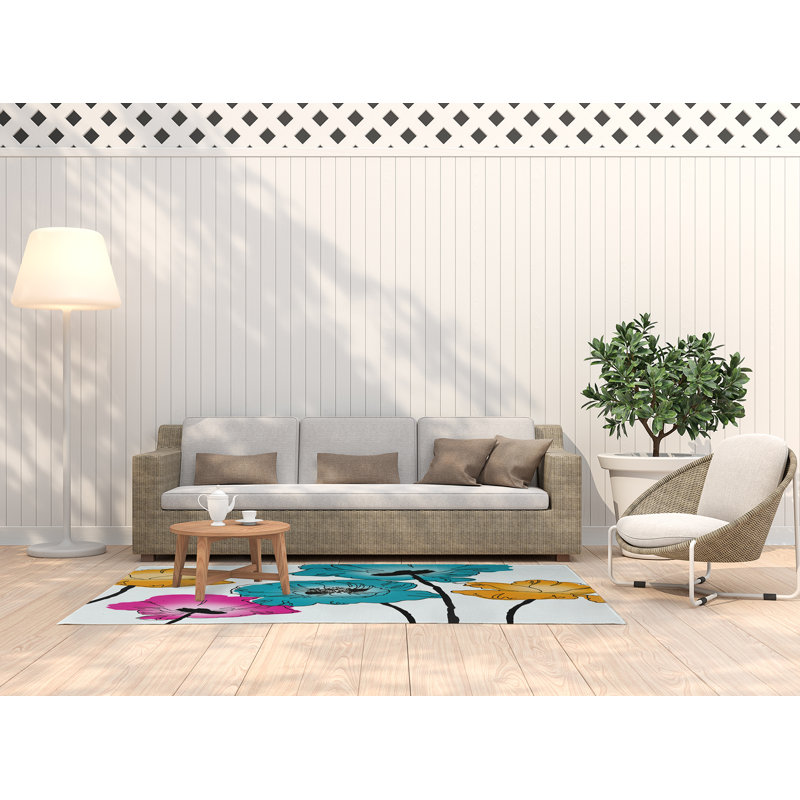 Hidemitsu Chenille Floral Indoor Rug, Rectangle 3' x 5'