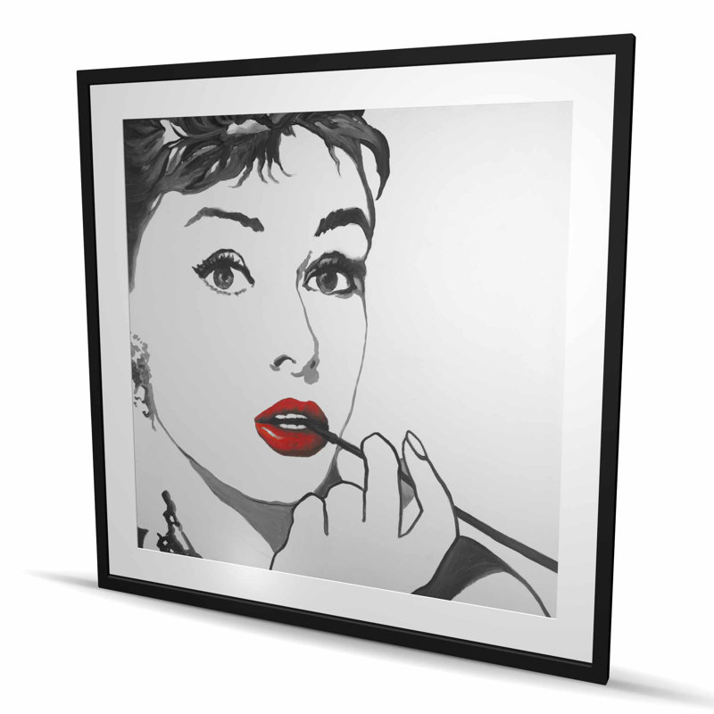 Impression de style Audrey Hepburn | Décoration encadrée, H 48 po x l 48 po, Noir