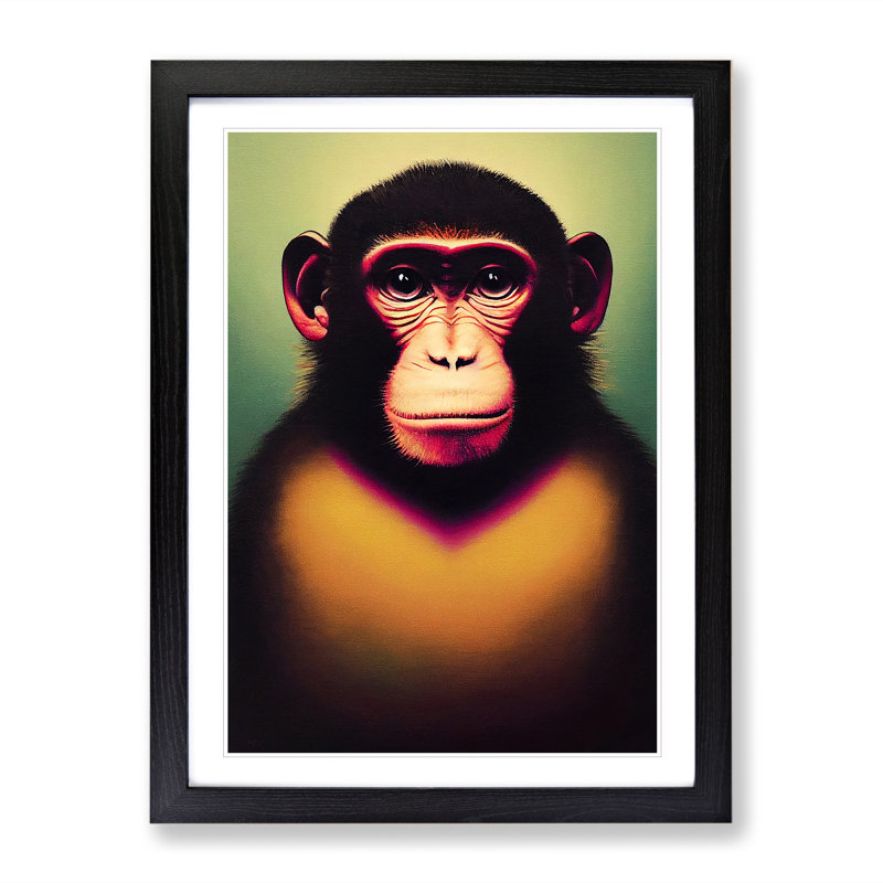 Monkey Face - Wrapped Canvas Print, Black Framed, 34cm H x 25cm W x 2cm D