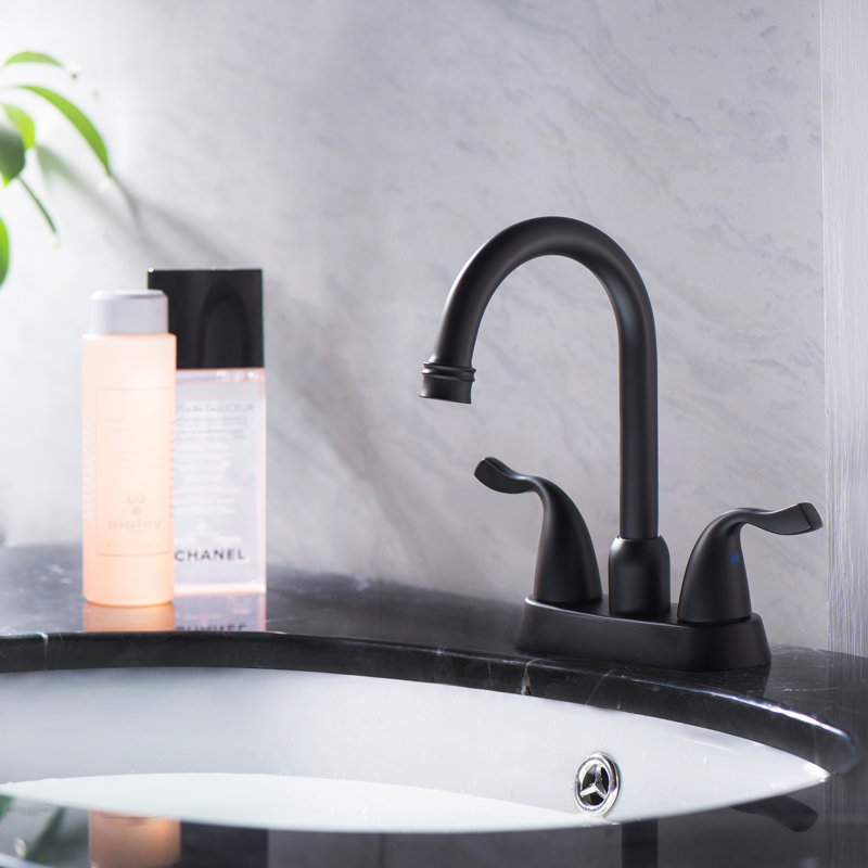 Robinet de salle de bain en acier inoxydable noir mat à deux poignées et bec pivotant pour lavabo de style moderne