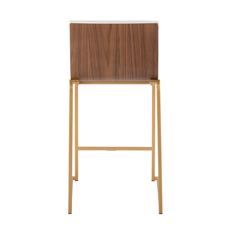 Contemporary Counter Stool, Siège blanc / cadre doré