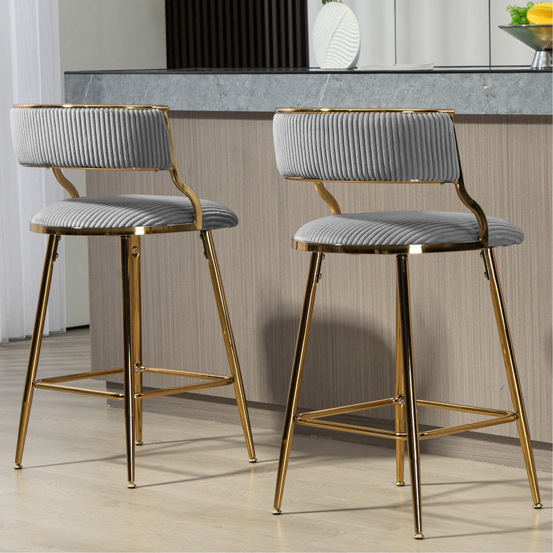 ENSEMBLE DE Tabourets de bar à hauteur de comptoir 2,26 po Corduroy, Gris
