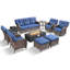 Ensemble de conversation de jardin 9 pièces avec table de foyer et chaises pivotantes 9 pièces-359806775