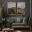 Mountain " Alpine Meadow And Mountain Range Rustic Cabin Nature Nature Wilderness Illustration Decor Scenic " 2 - Pieces-98249467-98249469