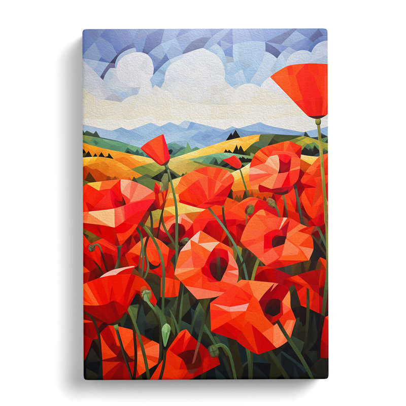Poppy Field Constructivism - Wrapped Canvas, 50cm H x 35cm W x 3cm D