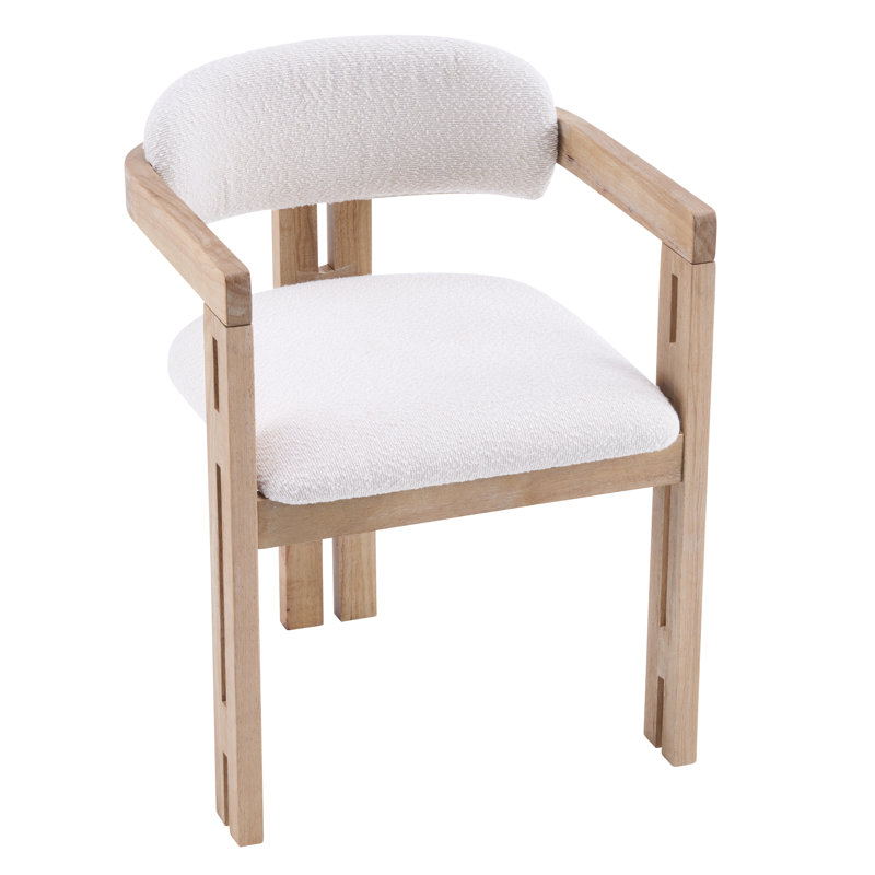 Chaise en bois massif Chatwin avec siège rembourré (table non incluse), Naturel, 2