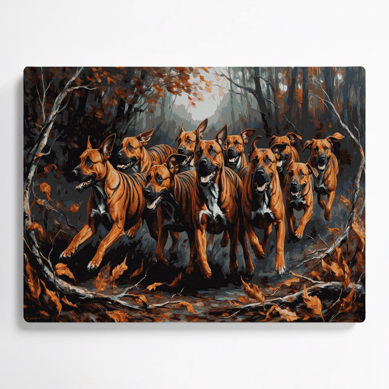 «Dogs Treeing Tennessee Brindle», art mural en métal gris, H 11 po x l 14 po