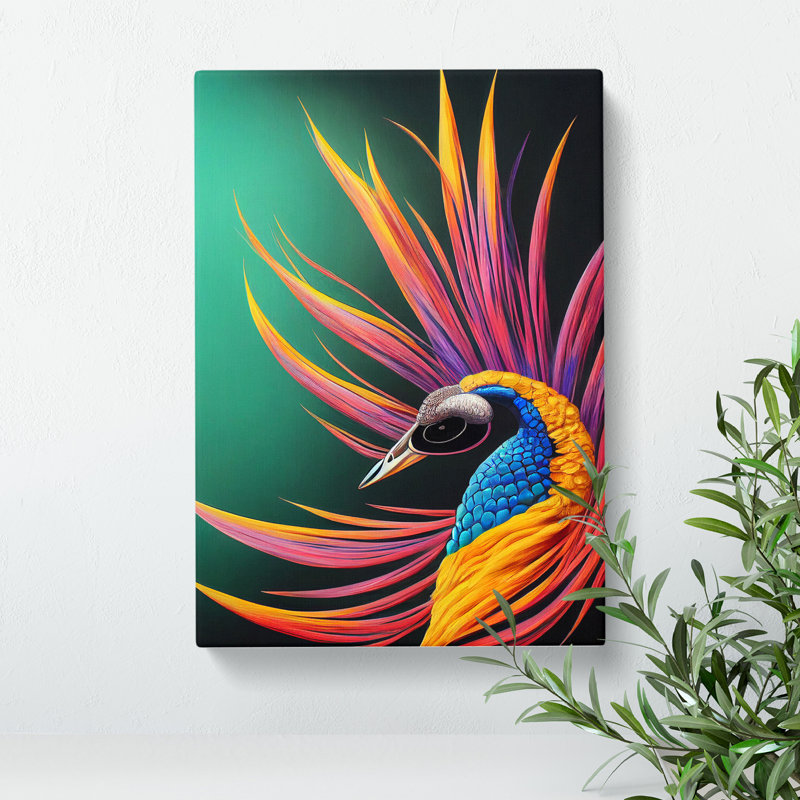 Bold Peacock Art No.5 - Wrapped Canvas, 60cm H x 40cm W x 3cm D