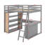 Full Size Loft Bed With Shelves And Desk-1061769945