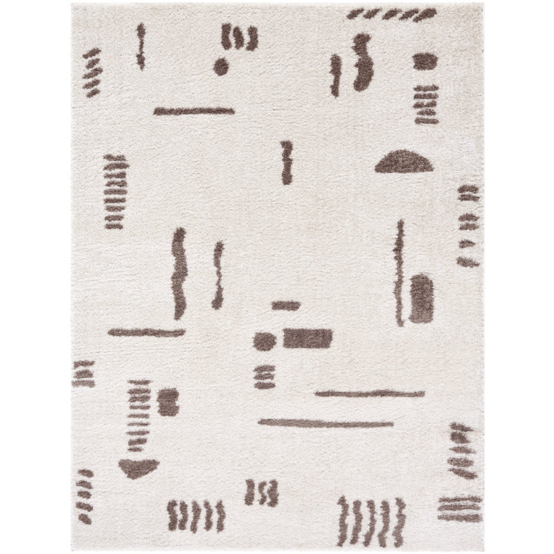 Machine Washable Shaggy Boho Dark Brown Area Rug, Rectangle 140 x 200cm