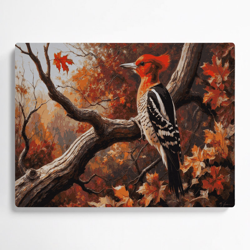 Oiseaux, pivert à ventre rouge, art mural en métal noir, H 16 po x l 20 po