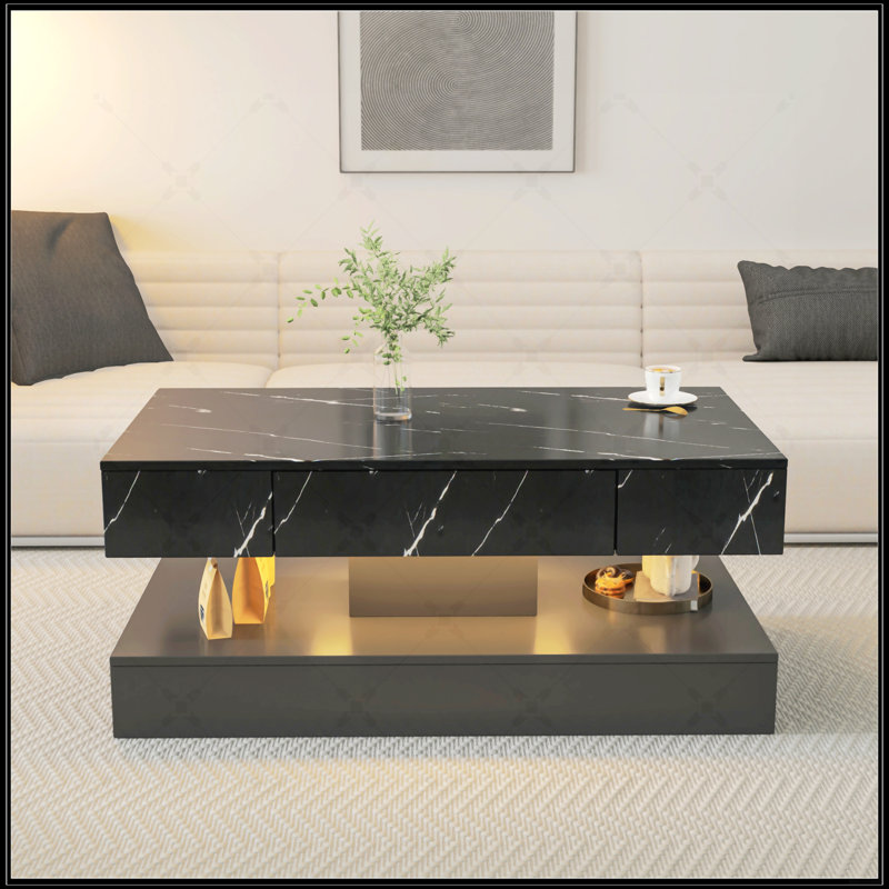 16.93In High LED Coffee Table, Black