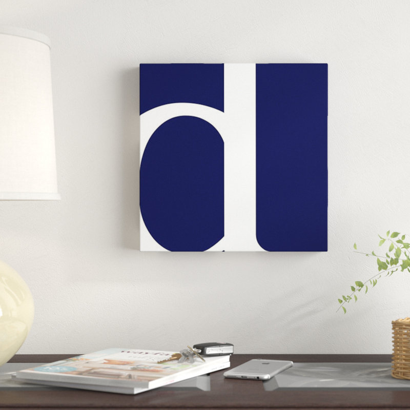 « the type », art textuel sur toile en bleu, H 37 po x l 37 po x P 1,5 po, D