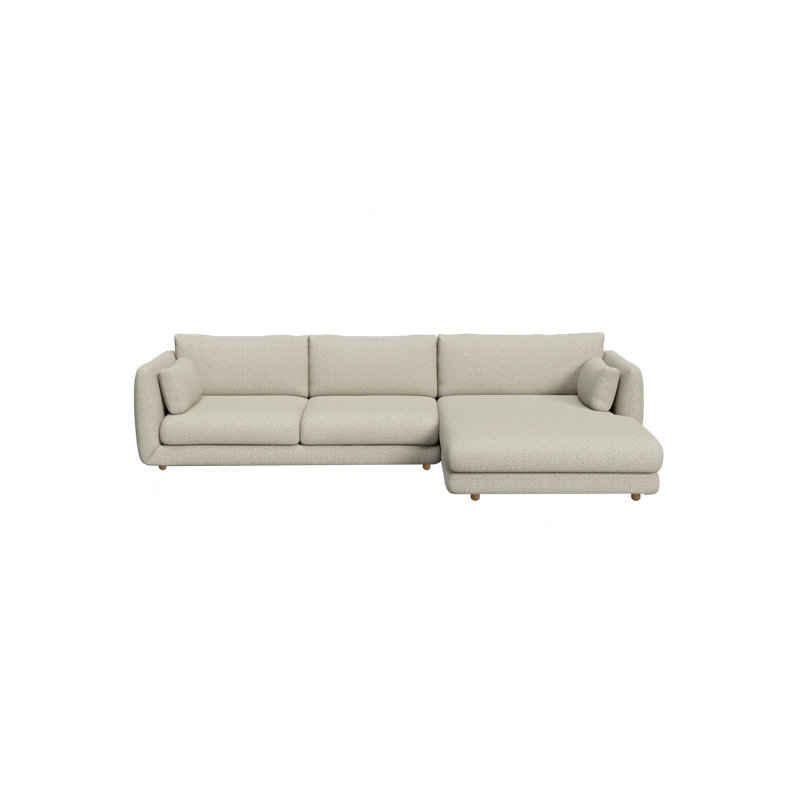 Bloom 2-Seater Sofa W/Chaise Lounge Right & Teak Legs, Brown Cane-line Lola, 31.2" H x 122.1" W x 67" D, Left Hand Facing